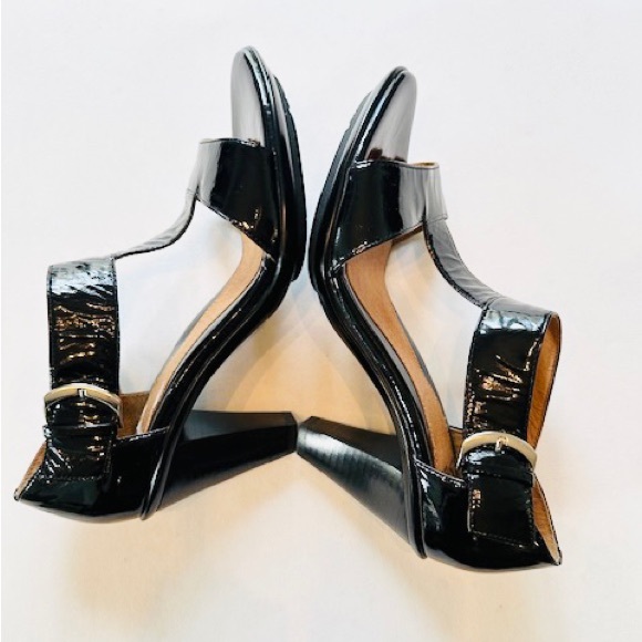 SOFFT Sandals Black Sexy T-Strap Leather Patent Buckle 3”Heel NEW Sz 38.5 7.5 - Picture 11 of 11